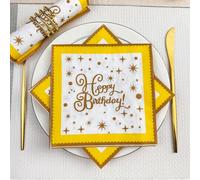 Napkins Happy Birthday Disposable Table Napkins - Soft and Strong Paper Serviettes for All Occasions - Everyday Tissues for Cleaning Spills Wiping Surfaces15 Packs(33x33cm)
