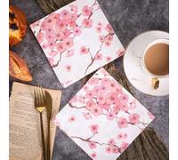 Napkins Pink Flowers Disposable Table Napkins - Soft and Strong Paper Serviettes for All Occasions - Everyday Tissues for Cleaning Spills Wiping Surfaces 20 Packs(33x33cm)