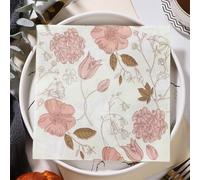 Napkins Pink Flowers Table Decoration, Anniversary Decoration, Disposable Party Serviettes Napkins, Perfect for Birthdays, Weddings, Communion and Celebrations 20 Packs(33x33cm)