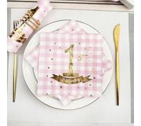 Napkins Pink Grid Disposable Table Napkins - Soft and Strong Paper Serviettes for All Occasions - Everyday Tissues for Cleaning Spills Wiping Surfaces10 Packs(33x33cm)