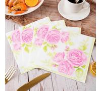 Napkins Purple Flowers Paper Napkins, Super Soft, Cocktail Disposable Paper Tissues - Best for Christmas, Parties, Halloween, Thanksgiving20 Packs(33x33cm)