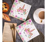 Napkins Purple Flowers Paper Napkins, Super Soft, Cocktail Disposable Paper Tissues - Best for Christmas, Parties, Halloween, Thanksgiving 20 Packs(33x33cm)