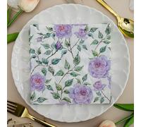 Napkins Purple Flowers Paper Napkins, Super Soft, Cocktail Disposable Paper Tissues - Best for Christmas, Parties, Halloween, Thanksgiving5 Packs(33x33cm)