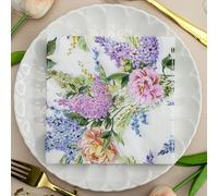 Napkins Purple Flowers Paper Napkins, Super Soft, Cocktail Disposable Paper Tissues - Best for Christmas, Parties, Halloween, Thanksgiving15 Packs(33x33cm)