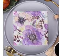 Napkins Purple Flowers Table Decoration, Anniversary Decoration, Disposable Party Serviettes Napkins, Perfect for Birthdays, Weddings, Communion and Celebrations30 Packs(33x33cm)