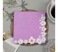 Napkins Purple Flowers Table Decoration, Anniversary Decoration, Disposable Party Serviettes Napkins, Perfect for Birthdays, Weddings, Communion and Celebrations30 Packs(33x33cm)
