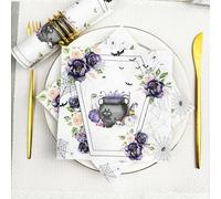 Napkins Purple Flowers Table Decoration, Anniversary Decoration, Disposable Party Serviettes Napkins, Perfect for Birthdays, Weddings, Communion and Celebrations30 Packs(33x33cm)