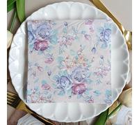 Napkins Purple Flowers Table Decoration, Anniversary Decoration, Disposable Party Serviettes Napkins, Perfect for Birthdays, Weddings, Communion and Celebrations30 Packs(33x33cm)