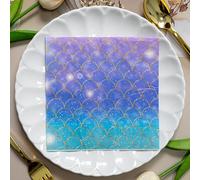 Napkins Purple Geometry Paper Napkins, Super Soft, Cocktail Disposable Paper Tissues - Best for Christmas, Parties, Halloween, Thanksgiving15 Packs(33x33cm)