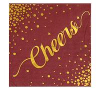 Napkins Red Golden Print Tissue Paper Napkins Disposable Soft Serviettes Party Happy Birthday Wedding Wrapping Paper for Crafts Everyday Tableware,Christmas,Toilet 20 Packs(33x33cm)