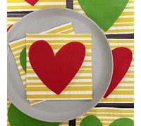 Napkins Red Heart Stripe Tissue Paper Napkins Disposable Soft Serviettes Party Happy Birthday Wedding Wrapping Paper for Crafts Everyday Tableware,Christmas,Toilet 20 Packs(33x33cm)