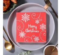 Napkins Red Snowflakes Disposable Table Napkins - Soft and Strong Paper Serviettes for All Occasions - Everyday Tissues for Cleaning Spills Wiping Surfaces20 Packs(33x33cm)