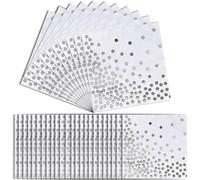 Napkins Silver Dots, 33 x 33cm Gold Foil Dots, 2-Ply Golden Foiled Paper Napkins for Wedding Holiday Party, 60 Pieces (Silver + White)