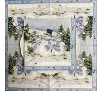 Napkins Snowman Green Blue Tissue Paper Napkins Disposable Soft Serviettes Party Happy Birthday Wedding Wrapping Paper for Crafts Everyday Tableware,Christmas,Toilet 15 Packs(33x33cm)