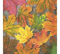 Napkins With Red/Brown Autumn Leaves Design, 33 x 33 cm, Pack of 20