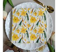 Napkins Yellow Flowers Table Decoration, Anniversary Decoration, Disposable Party Serviettes Napkins, Perfect for Birthdays, Weddings, Communion and Celebrations15 Packs(33x33cm)