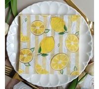 Napkins Yellow Lemon Table Decoration, Anniversary Decoration, Disposable Party Serviettes Napkins, Perfect for Birthdays, Weddings, Communion and Celebrations15 Packs(33x33cm)