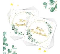 Napkins Youth Consecration Decoration Boys Girls, Napkins Youth Consecration, Pack of 100 My Youth Consecration Napkins with Eucalyptus Wreath, Decorative Youth Consecration Party Decoration (33 x 33