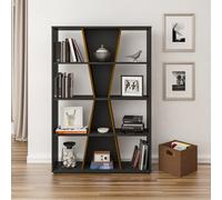 Naples 4 Shelf Medium Bookcase Shelving Unit - Black & Pine Effect
