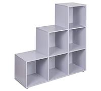Naples 6 Cube Step Storage Bookshelf Unit (Stone Grey)