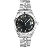 Naples Black Dial Steel 12407 Swiss Quartz Diamond Watch GV2 Silver One Size