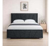 Naples Black Upholstered Sunrise Single Bed Frame, Modern Luxury Floor-Standing Headboard & Footboard