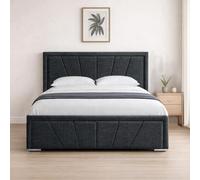 Naples Black Upholstered Sunrise Small Double Bed Frame, Modern Luxury Floor-Standing Headboard & Footboard