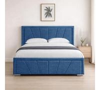 Naples Blue Upholstered Sunrise King Size Bed Frame, Modern Luxury Floor-Standing Headboard & Footboard