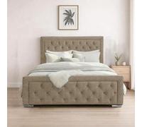 Naples Cream Upholstered Chesterfield King Size Bed Frame, Modern Luxury Floor-Standing Headboard & Footboard
