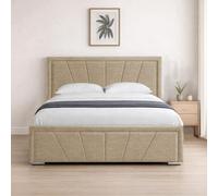 Naples Cream Upholstered Sunrise Small Double Bed Frame, Modern Luxury Floor-Standing Headboard & Footboard