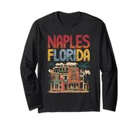 Naples Florida Retro Beach Palm Trees Design Long Sleeve T-Shirt
