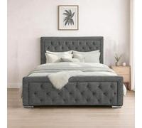 Naples Grey Upholstered Chesterfield Super King Size Bed Frame, Modern Luxury Floor-Standing Headboard & Footboard
