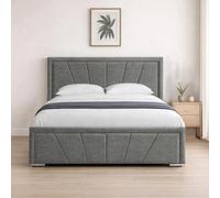 Naples Grey Upholstered Sunrise Small Double Bed Frame, Modern Luxury Floor-Standing Headboard & Footboard