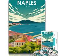 Naples Italy Travel Poster 1000 Piece Jigsaw Puzzles for Teenagers,Family Game Stress Reliever Difficult Challenge Great Gifts And Toys 38x26cm