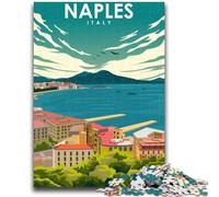 Naples Italy Travel Poster Adult Jigsaw Puzzles 1000 Pieces, Help The Brain Exercise Addictive Toys to Cultivate Patience Unique Challenge Game 1000pcs(26x38cm)