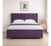 Naples Purple Upholstered Sunrise Single Bed Frame, Modern Luxury Floor-Standing Headboard & Footboard
