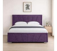 Naples Purple Upholstered Sunrise Small Double Bed Frame, Modern Luxury Floor-Standing Headboard & Footboard