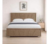 Naples Sand Upholstered Sunrise King Size Bed Frame, Modern Luxury Floor-Standing Headboard & Footboard
