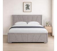 Naples Silver Upholstered Sunrise Double Bed Frame, Modern Luxury Floor-Standing Headboard & Footboard