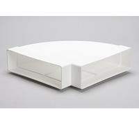 NaplesUK 204mm x 60mm Rectangular Flat Channel Ducting 90º Horizontal Bend - White Plastic