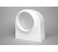 NaplesUK 220mm x 90mm Megaduct Flat Channel Ducting 90º Bend to 150mm Round - White Plastic