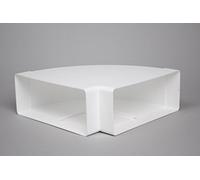 NaplesUK 220mm x 90mm Megaduct Flat Channel Ducting 90º Horizontal Bend - White Plastic