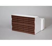 NaplesUK 220mm x 90mm Megaduct Flat Channel Ducting Double Airbrick Adaptor - White with Two Brown Grille Inserts