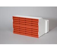 NaplesUK 220mm x 90mm Megaduct Flat Channel Ducting Double Airbrick Adaptor - White with Two Terracotta Grille Inserts