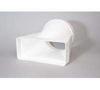 NaplesUK 220mm x 90mm Megaduct Flat Channel Ducting to 150mm Straight Round Connector - White Plastic