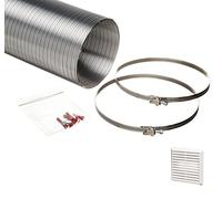 NaplesUK Universal 125mm Cooker Hood Ducting Kit Semi Rigid Aluminium 127mm Internal Diameter Hose Length 1.5 Metre With White Louvred Fly Screen Grille