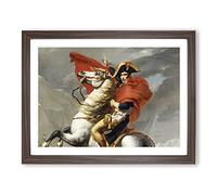 Napoleon At The Great St. Bernard By Jacques Louis David Classic Painting Framed Print | A3 Walnut Framed Wall Art | Ready to Hang | Classic Historical Picture | Living Room Bedroom Lounge Office