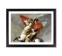 Napoleon At The Great St. Bernard By Jacques Louis David Classic Painting Framed Print | A4 Black Framed Wall Art | Ready to Hang | Classic Historical Picture | Living Room Bedroom Lounge Office