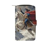 Napoleon Crossing The Alps Reproduction Womens PU Leather Wallet Long Purse Clutch Organizer for Office Travel