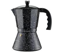 NAPOLEON Italian Coffee Maker Induction Hob Cafetiere - Stovetop Coffee Machine 12 Cup for Gas Cooker Top or any Hob - Stone Noire Black